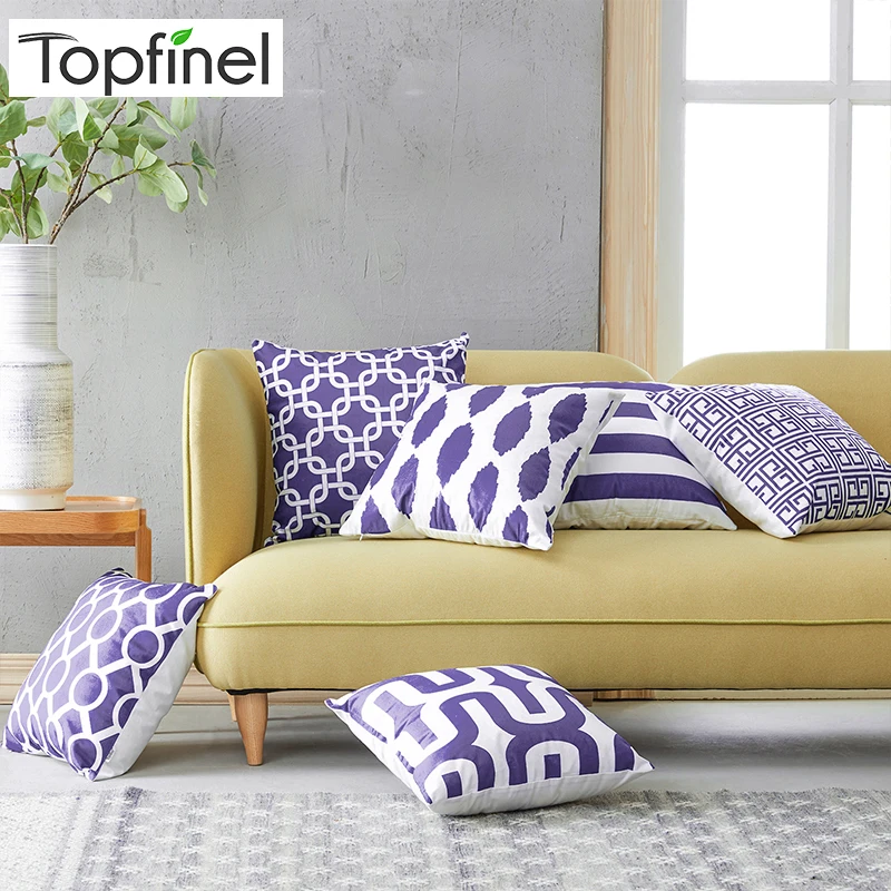 

Top Finel Geometric Decorative Throw Pillow Cases 6 pieces Cushion Covers For Sofa Seat Office Chair Microfiber Decorative 45x45