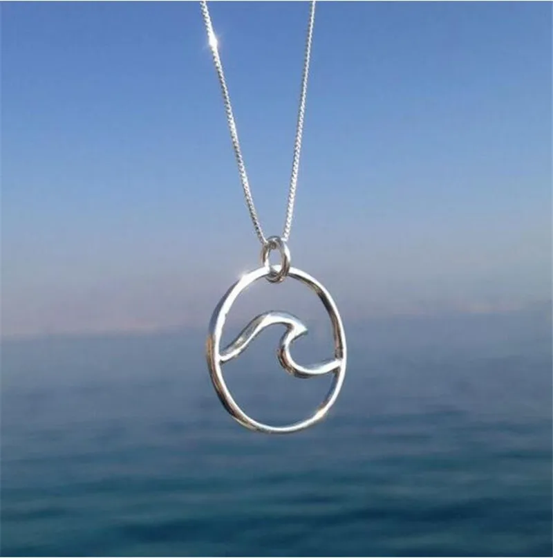 الصيف الأزياء المحيط موجة قلادة قلادة النساء الشاطئ بحري تصفح مجوهرات للسفر الحب هدية