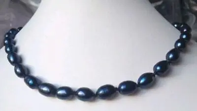 

FREE SHIPPING HOT sell new Style >>>> NEW 9x10mm Black Tahitian Cultured Pearl Necklace 18"AAA