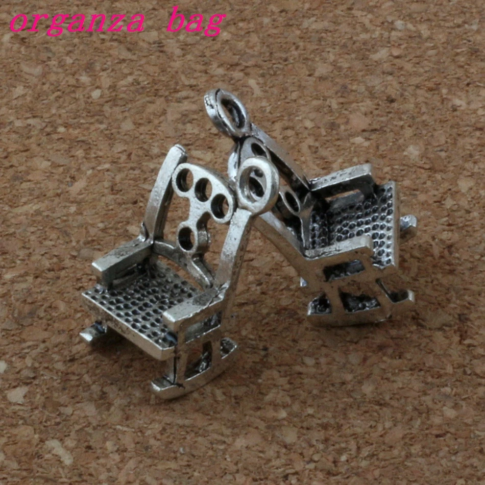 Hot ! 3D chair Charm Pendants 100Pcs/lot Hot sell Antique Silver Jewelry DIY 10x19X8mm A-178