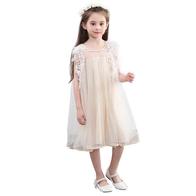 

3 -12 Yrs Summer Baby Girl Dress Princess Wedding Party Little Girl Flower Lace Dresses Elegant Birthday Bridesmaid Clothes