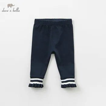 

DBH9971 dave bella spring babygirls pants children full length kids navy pants infant toddler trousers