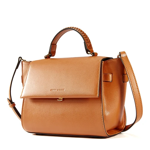EMINI HOUSE трапециевидная сумка с вязаной ручкой, сумка через плечо, спилок, кожаные сумки через плечо для женщин, роскошные сумки, женские сумки, дизайнерские - Цвет: Brown