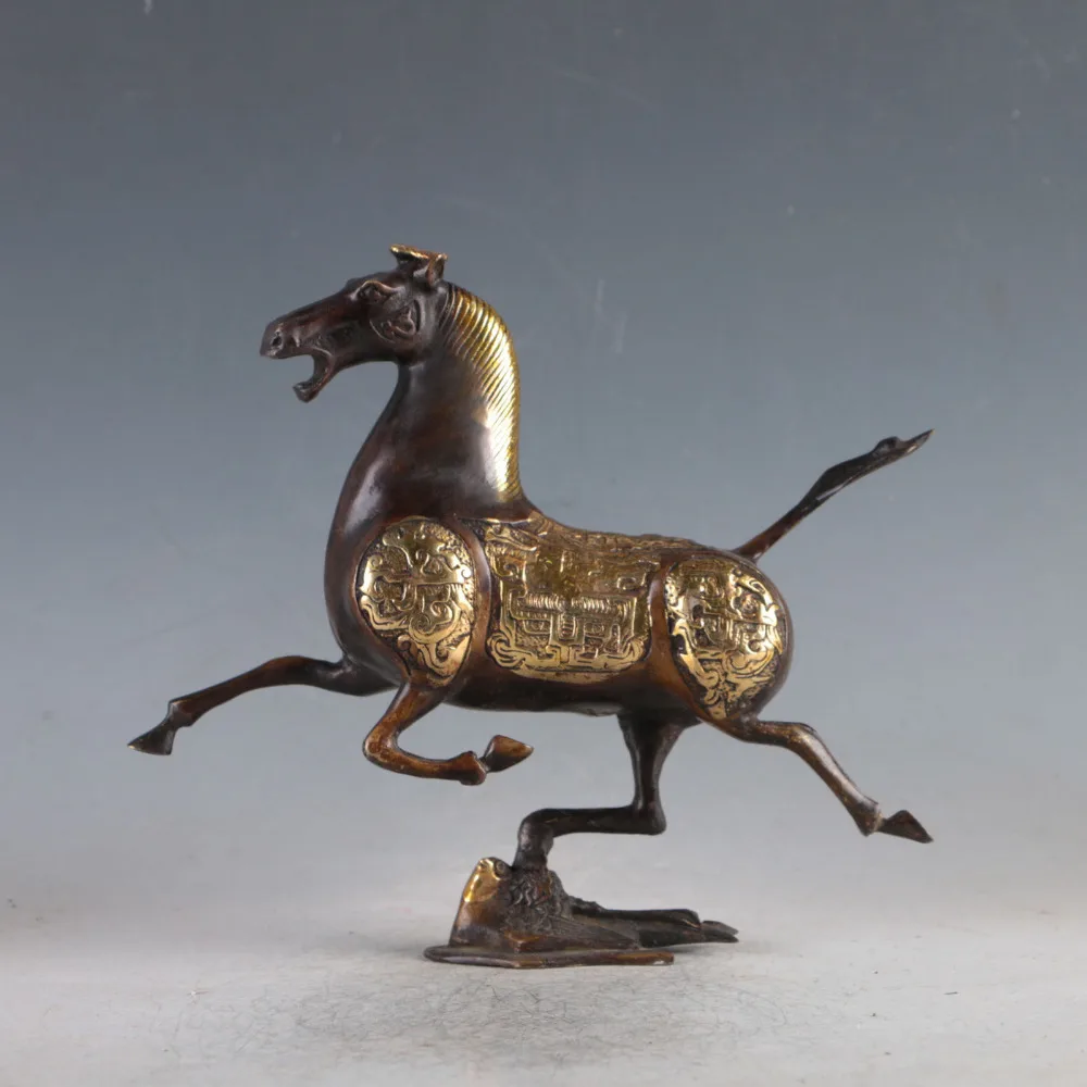 

Ancient Gilt Copper Horse Riding Swallow Statue