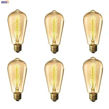 IWHD лампада Edison ЛАМПЫ Винтаж лампочки ST64 40 Вт E27 220 В для декора Ретро лампа накаливания A19 g80 St58 T185