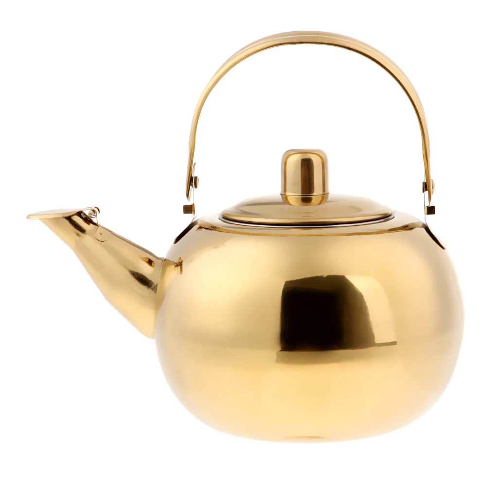 1000ml / 1500ml / 2000ml / 2500ml Durable Outdoor Camping Stainless Steel Tea Kettle Waterpot Silver/ Gold