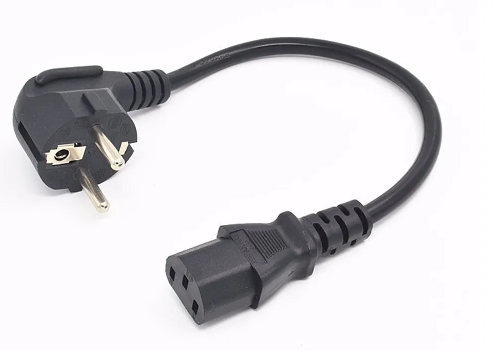 Short 0.3M/1ft European 3 Pin Male to IEC 3 Pin Female ,Schuko to C13 power cord*