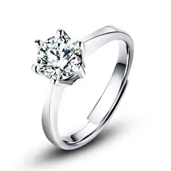 VOJEFEN 925 пробы Серебряный Цирконий Solitaire обещание на помолвку серебряное кольцо со стразами для невесты кольца для свадьбы Регулируемый