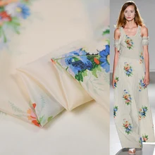 Натуральное мастерство очень красивый принт шелк креп платье ткань