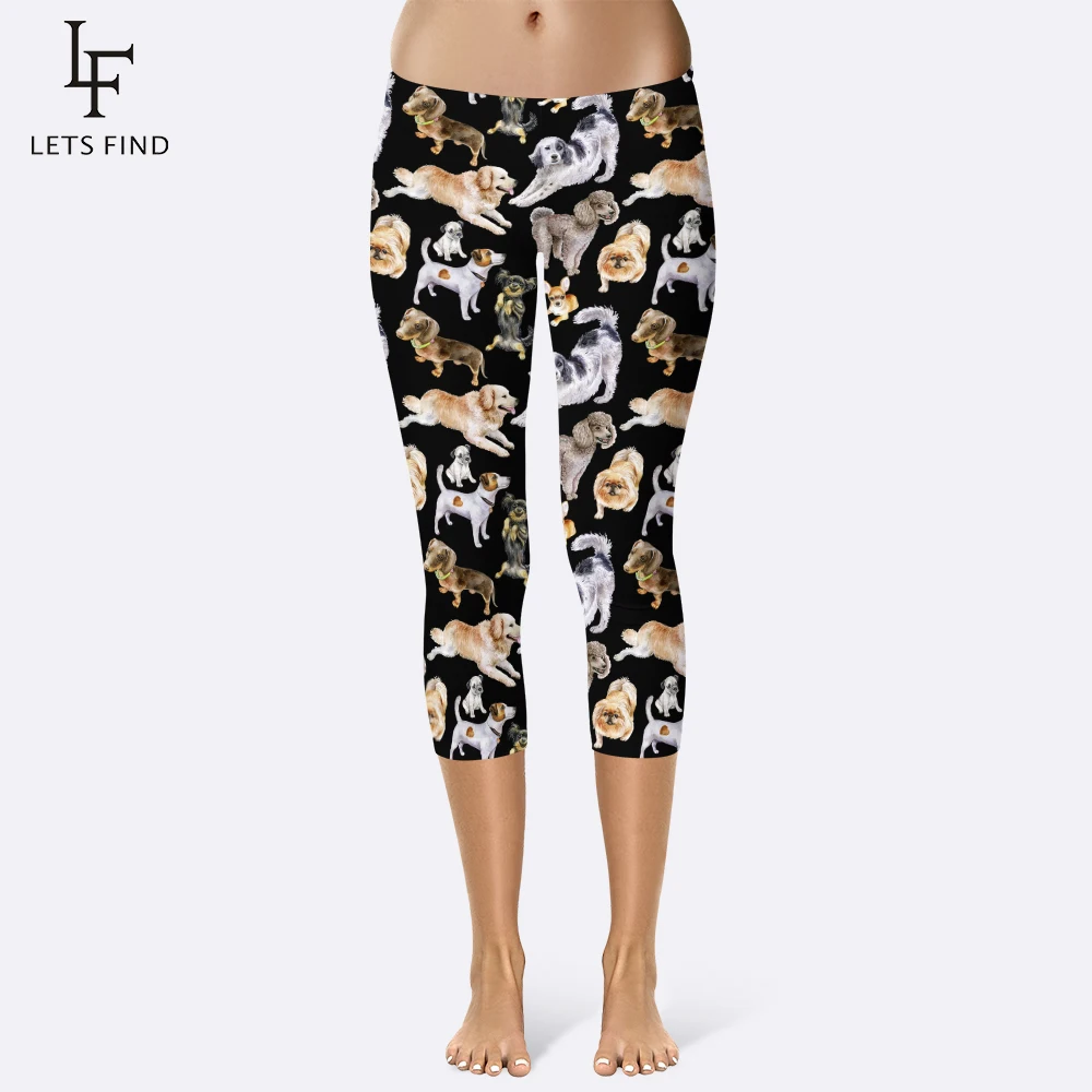 

2019 New Dog Leggings Women Mid Calf Leggins High Quality Fitness Comfortable Milk Silk Plus Size Summer Capri Leggings