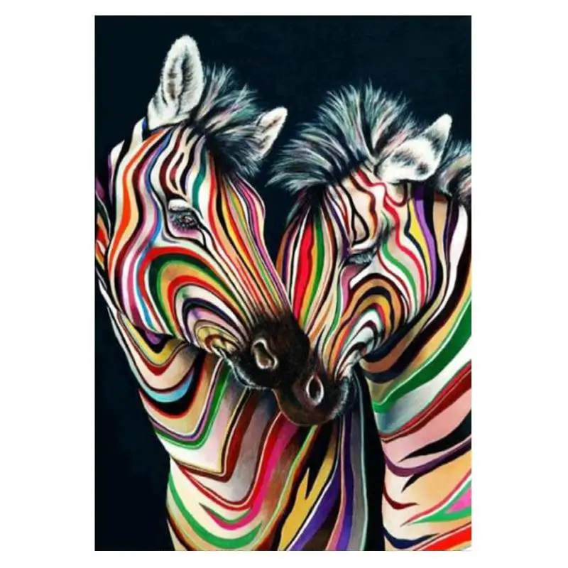 

Colourful Zebras 5D Full Round Diamond Painting Embroidery DIY Needlework Craft Mosaic 40x30cm