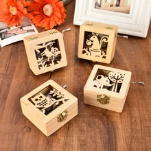 Мини-музыкальная шкатулка животных Скульптура ручной Тип деревянные музыкальные Gfit