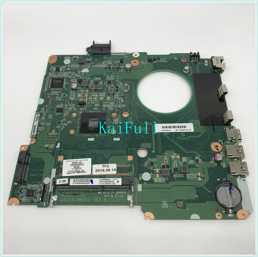 

FOR HP Pavilion 15-F U8C Laptop Motherboard 828168-601 828168-001 828168-501 DA0U8CMB6B0 N3050 CPU 100% Tested work