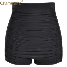 Женские драпированные Плавки размера плюс с высокой талией, Плавки бикини, пляжные шорты с рюшами, быстросохнущие трусики 906