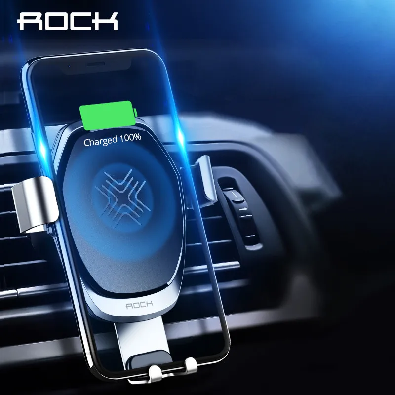 Rock Metal QI Wireless Car Charger Stand 10W 7.5W for iPhone X XS 9 plus 8 for Samsung Galaxy S9 S8 note 9 8 Fast Charge