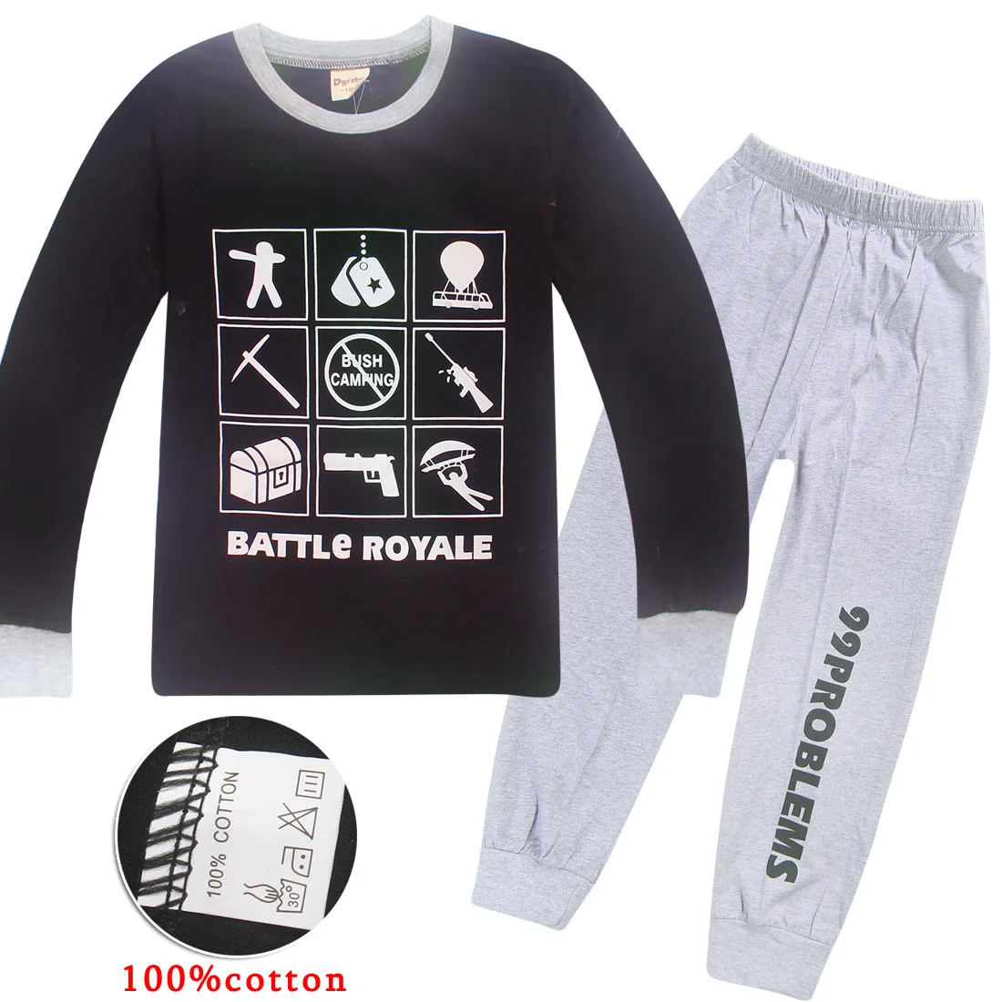 

100% Cotton Boys Battle Royale Christmas Pajamas Children's Sleepwear Girls Ps4 Gaming Night Wears Kids Pyjamas Pijamas Pjs set