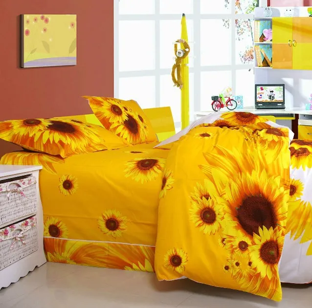 3d Bedding Sets Sunflower Duvet Cover Orange Comforter Set Queen