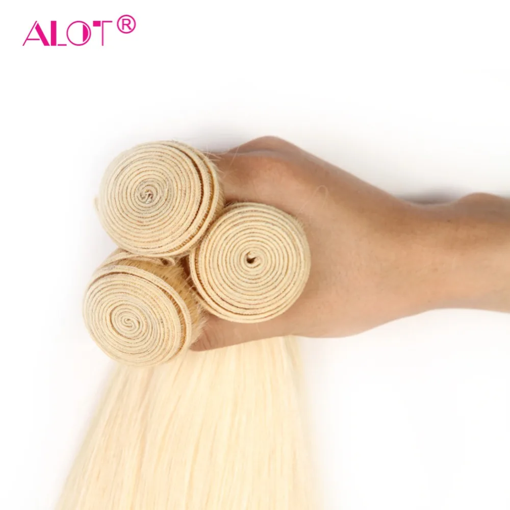 ALot Peruvian Straight 613 Blonde Human Hair Bundles 3 or 4 Pcs 10\