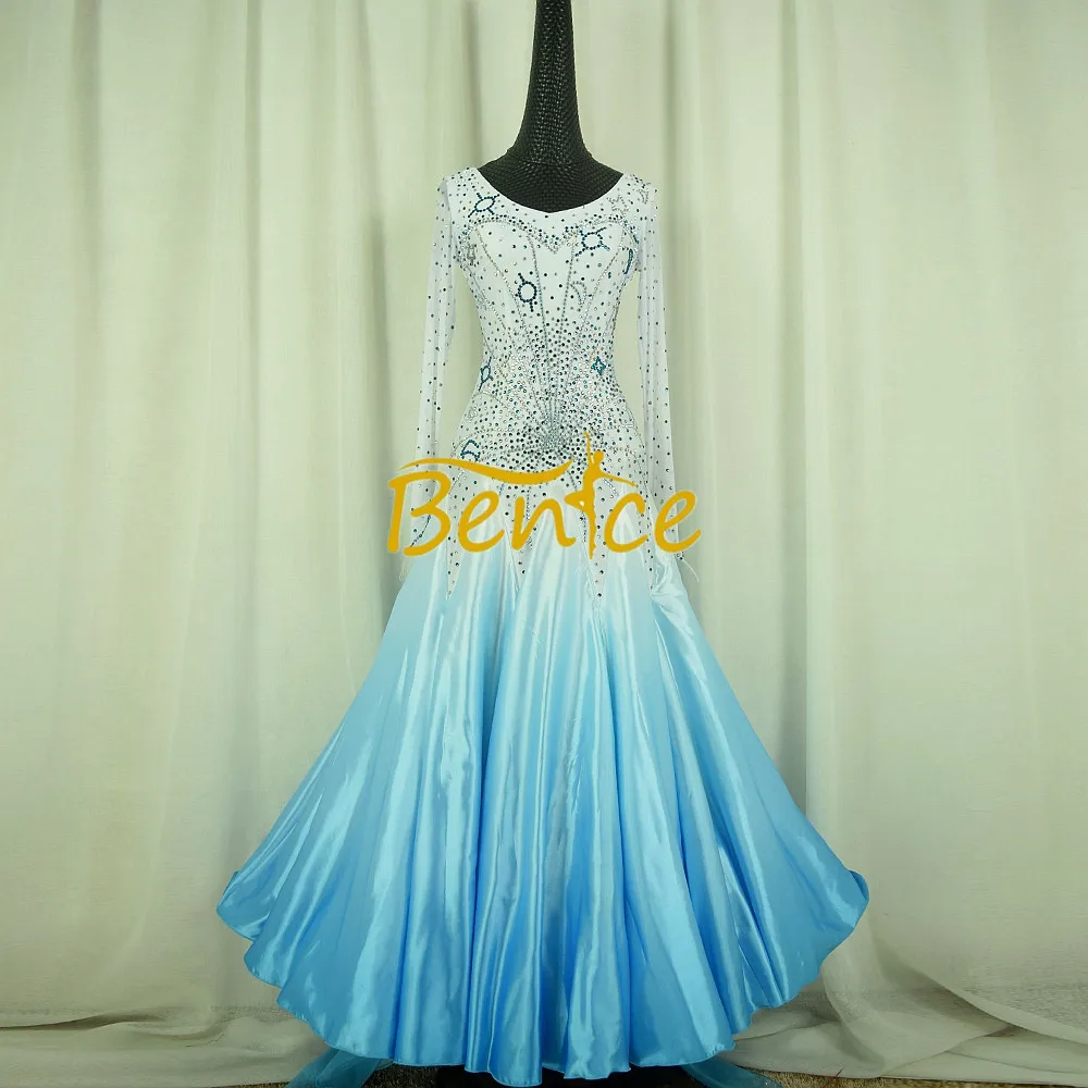 

Competition Long Swing Diamond Gradient Ramp Modern Standard Tango Waltz Latin Dance Costume Ballroom Dancing Dress For Women