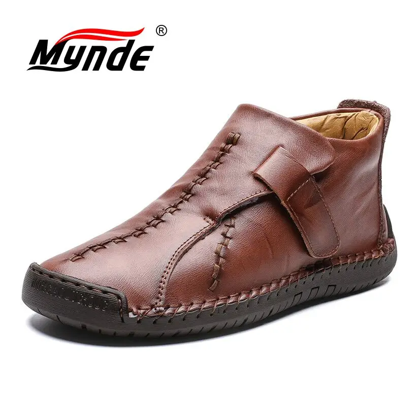 

New Men Boots Winter Split Leather Motorcycle 2019 Fur Warm Snow Boots Men Shoes Footwear Fashion Male Ankle Boots Size 38-48