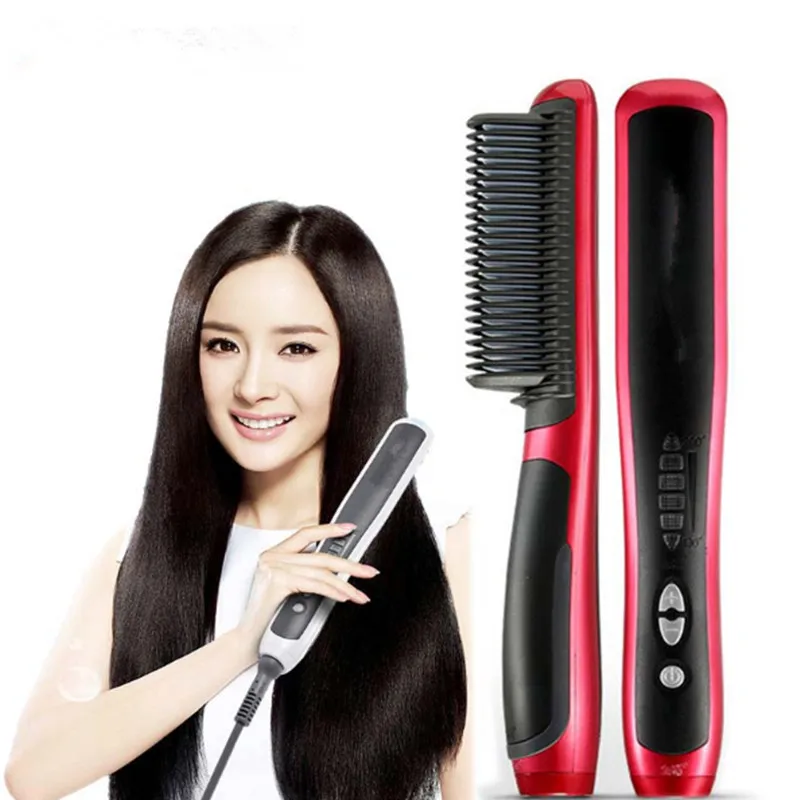 

2017 NewView Professional Ceramic Electric Hair Straightener Brush Detangling Hair Straightening Iron Comb Smooth Brush Styling