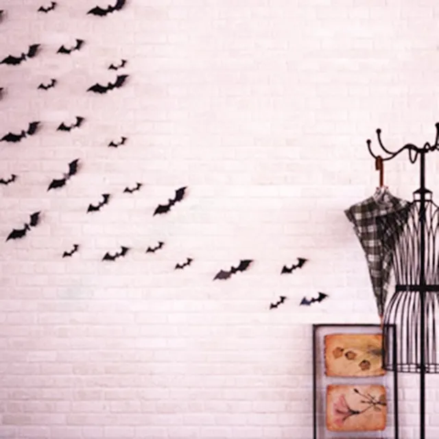 Imixlot 12pcs Black Party Decoration Diy Pvc Paper Bat Imixlot 12pcs Black Party Decoration Diy Pvc Paper Bat Wall Stickers Ghost Scene Layout Supplies