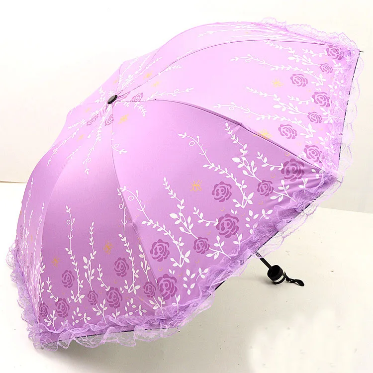 YADA Creative Sexy Flower Folding Umbrella Rainy Hanafuji Lace Umbrella For Women Men UV Windproof Umbrellas Parasol Gift YD187
