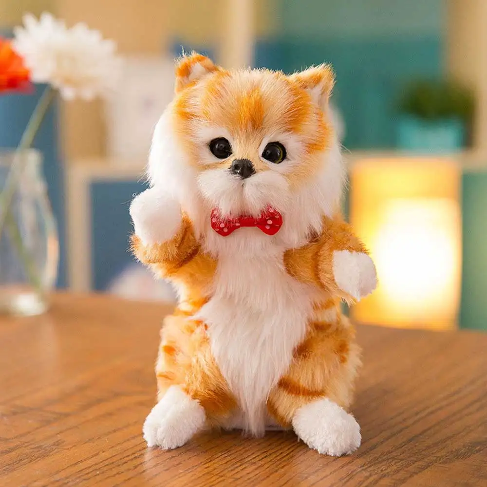 Звуковое управление электронный Кот робот кошка игрушка электронный плюшевый питомец говорящая игрушка котенок игрушки для детей подарки на день рождения - Цвет: Yellow