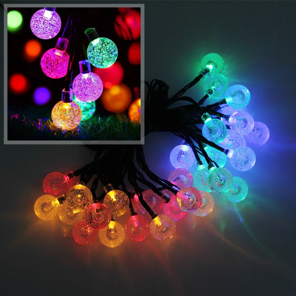 Outdoor LED Solar Crystal Ball String Lights Waterproof Flash Fairy Garland For Patio Yard Garden Christmas Decoration etc. solar street light