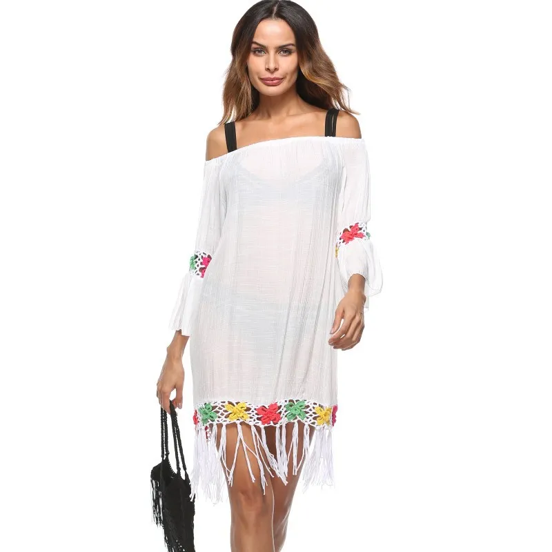 

Swimwear Cover Up Women Swim Dress Pareos All For Beach Summer Clothes Women's 2019 New Sunshade Shirt Animal Acrylic Sierra