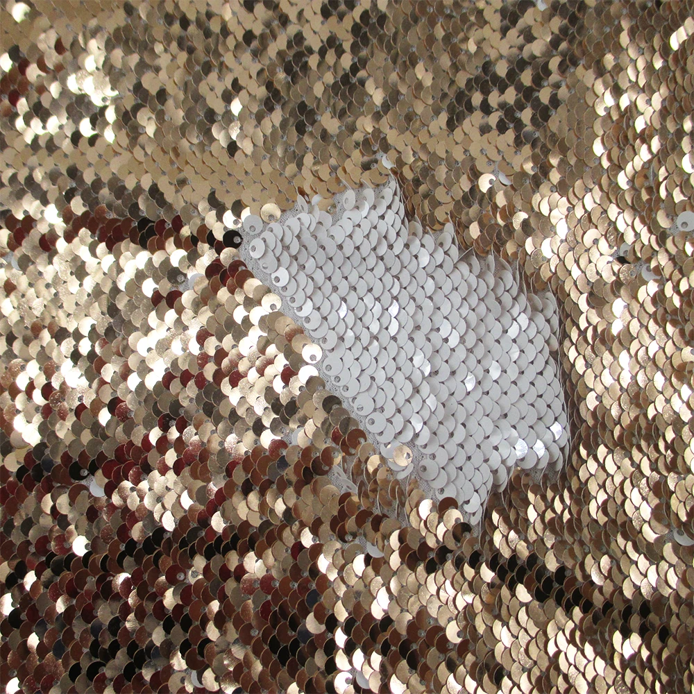 

50*145cm mermaid reversible sequin fish scale 2 ways stretch knit fabric Bedding home textile for Sewing,c2913