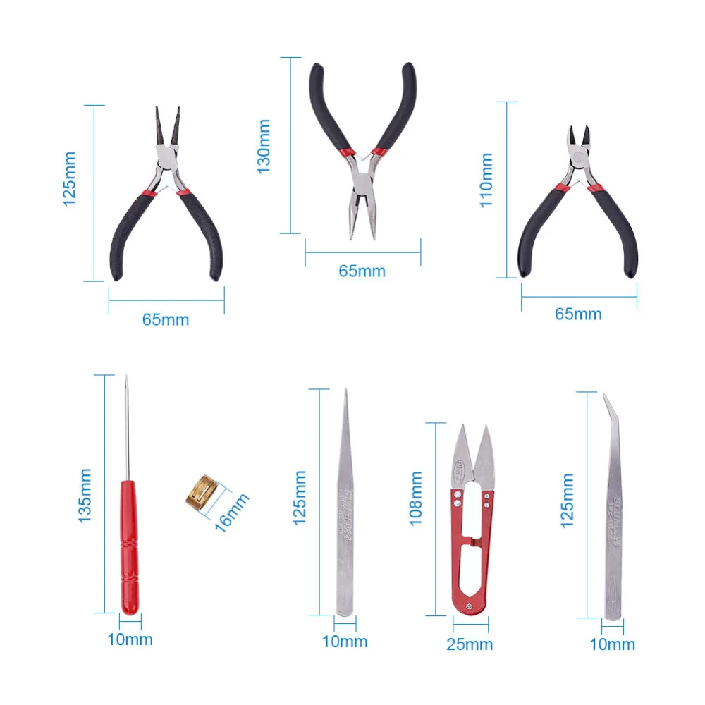 8 шт./компл. инструмент для изготовления ювелирных изделий Наборы плоскогубцы набор с круглый нос плоскогубцы сбоку кусачки Резак Scissor Пинцет для плетения бисером