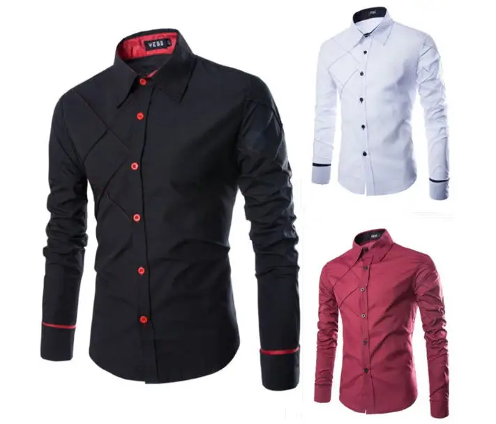 Модный бренд Camisa Masculina, рубашка с длинным рукавом, Мужская Корейская приталенная дизайнерская официальная повседневная мужская рубашка, размер M-3XL