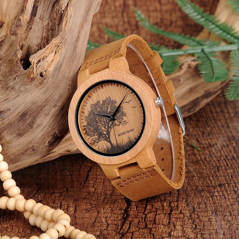 BOBO BIRD LP20 Men Wrist Watch Fashion Bamboo Quartz Watch Montre Homme Skeleton Dragonfly Animals Watch Men