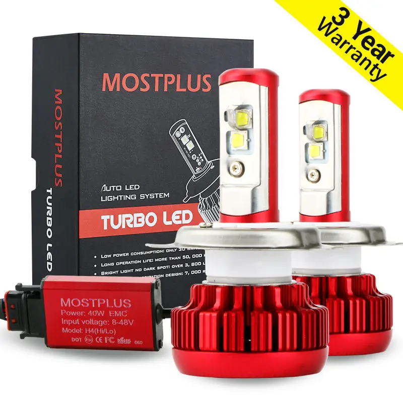 

MOSTPLUS 80W 8000lm LED Headlight Kit H4 9003 HB2 Hi/Lo beams 6000K Bulb Pair
