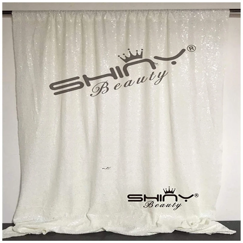 

ShinyBeauty 4FTX6FT White Sequin Curtains Luxury Curtains Shimmer Sequin Fabric Photo Booth Backdrop for Wedding Decors -y