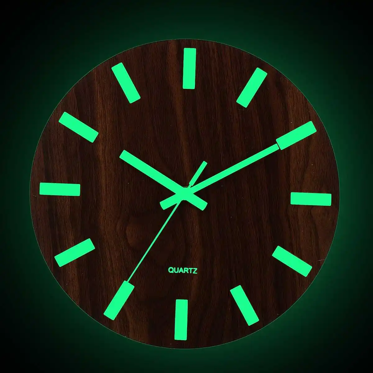 

Hot Luminous Wall Clock Modern Design Glow in Dark Decor Wood Quartz Silent 3D Wall Hanging Clock 12 Inch Living Room Bedroom