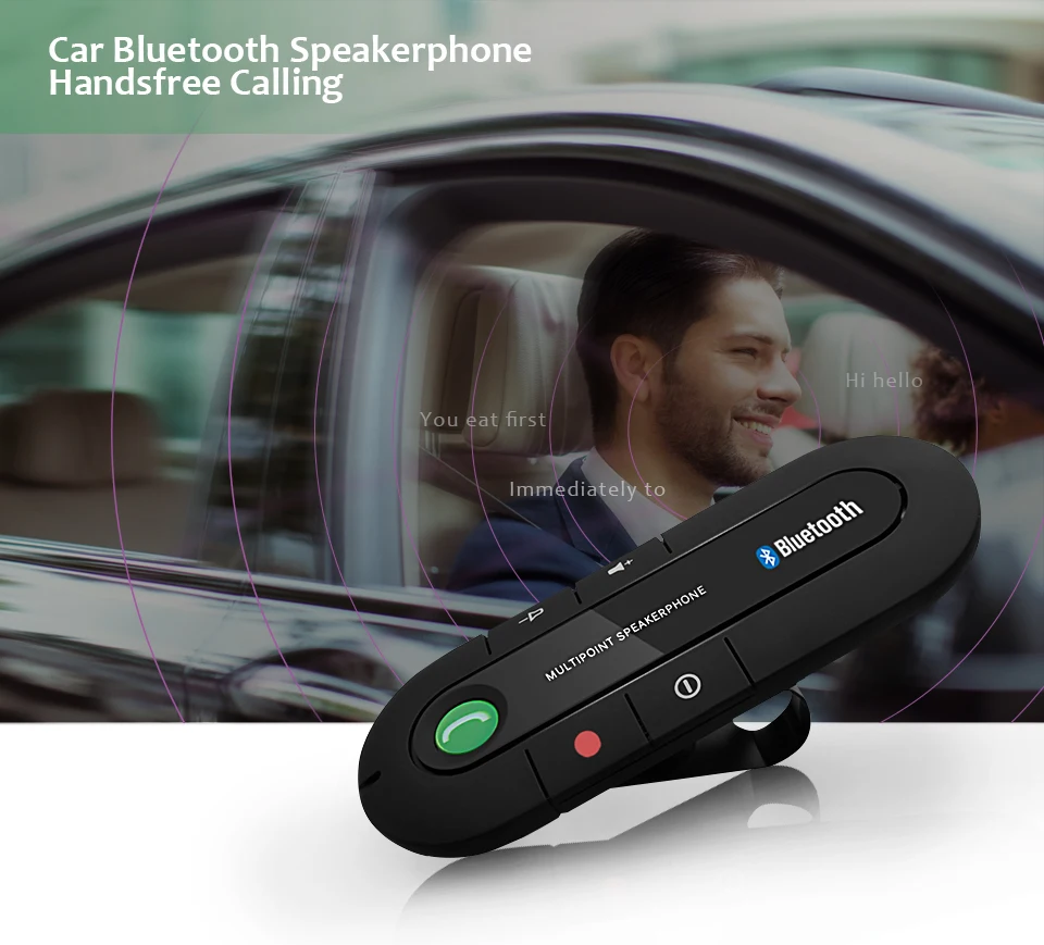 ANLUD Bluetooth автомобильный комплект громкой связи беспроводной Bluetooth динамик телефон MP3 музыкальный плеер Солнцезащитный козырек клип Громкая связь с автомобильным зарядным устройством