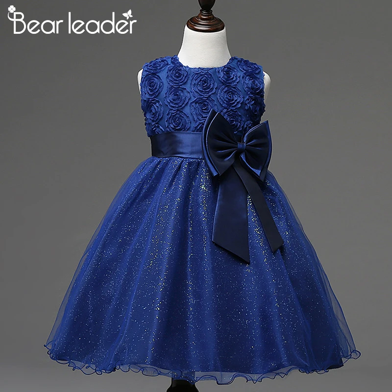 

Bear Leader Babyb Girls Dress Print Floral Design Girl Dress Party Dress Sleeveless Bow Dress Lace Girl Kids Princess