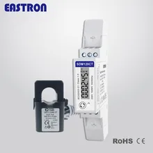 SDM120CT-MV + ESCT-TU16 50a/0.1 v, 1 fio da fase 2, 230 v, rs485 modbus, medida kwh, kwh, u, i, p, q, pf, hz, dmd, medidor de energia do trilho do ruído