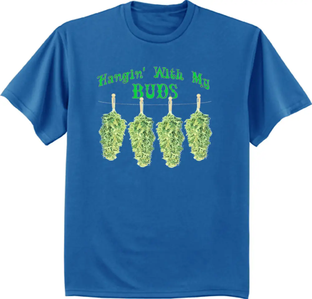 

men's big and tall t-shirt hangin' with my buds funny weed pot t-shirt 420 tall Sleeve Tops T shirt Homme Top Tee
