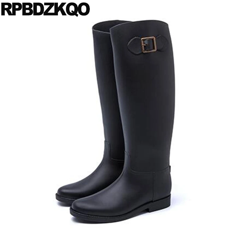 Waterproof Winter Boots Women Flat Knee High Brown Black -3355