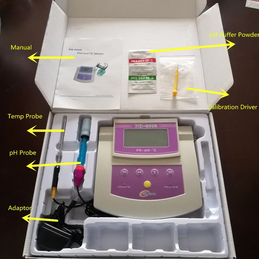 Настольный измеритель температуры ph orp, лабораторный тестер pH PH-2602