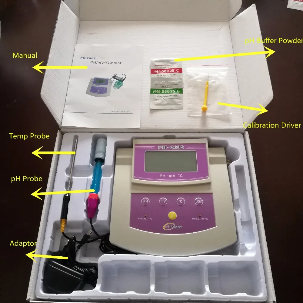 

Bench Top ph orp temperature meter, lab pH tester ph-2602