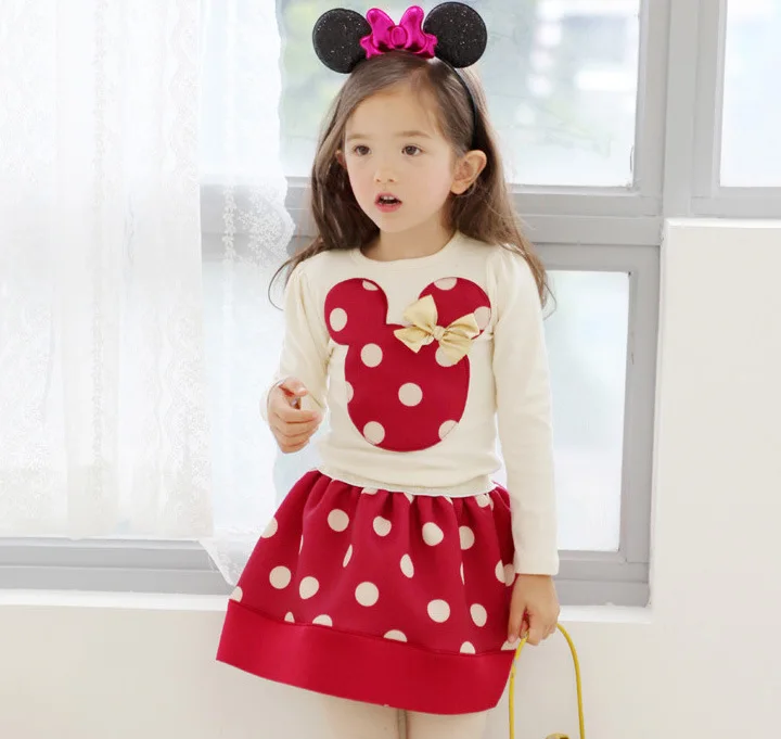 Harga 2019 Panas Bayi Gadis Kapas Polka Dot Gaun + T Shirt 2 Pcs Set Anak Putri Gaun