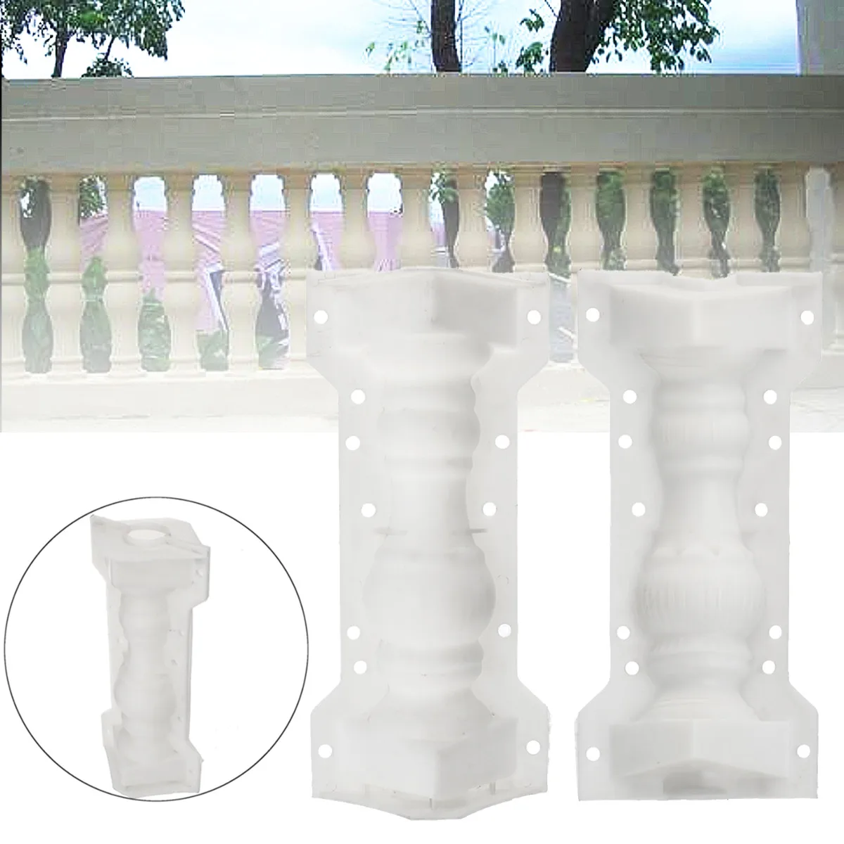 

2PC Roman Column Mold Balcony Garden Pool Fence Cement Railing Plaster Concrete Mold Concrete Mold Column Guardrail Building