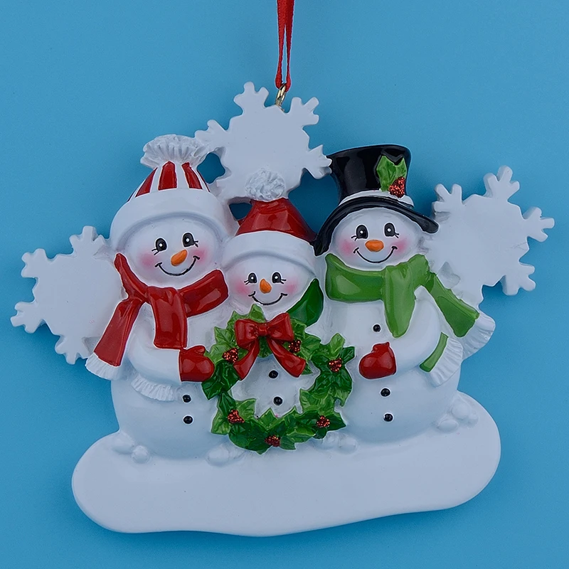 wholesale resin snowman family of 3 christmas ornaments personalized personalizable christmas ornaments wholesale