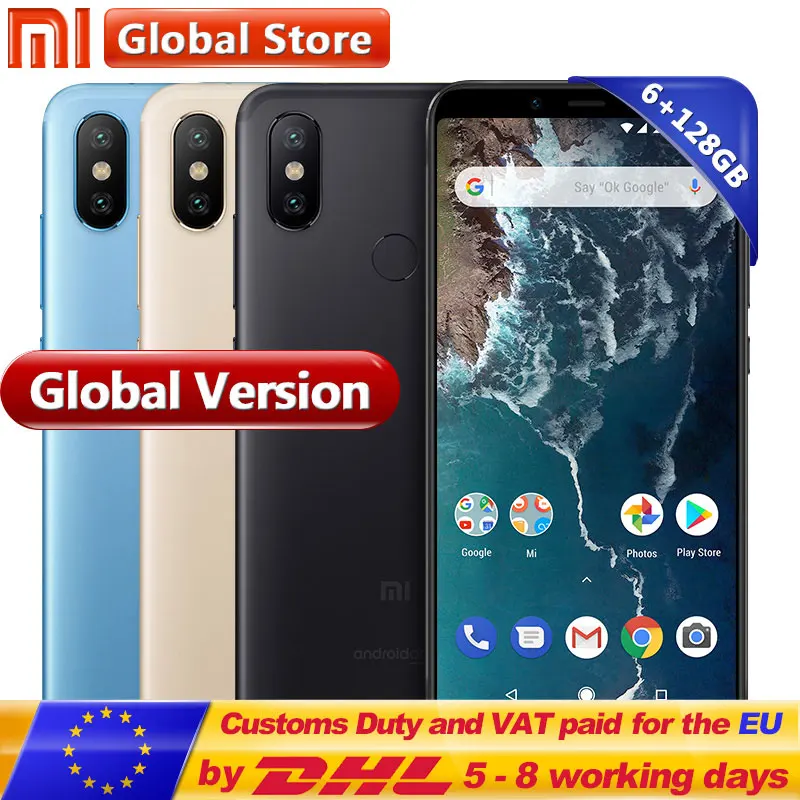 Global Version Original Xiaomi Mi A2 128GB Mobile Phone 6GB Snapdragon 660 Octa Core 5.99&quot Full Screen Display Dual 20.0MP | Мобильные