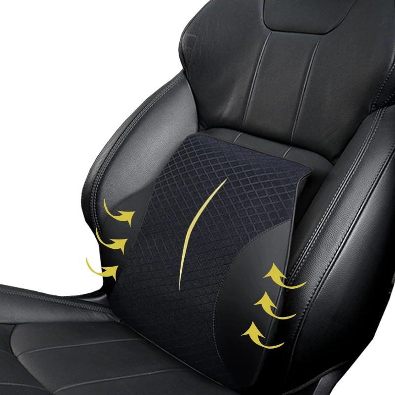 

PU Leather Car Seat Lumbar Supports 3D Space Memory Foam Seat Waist Back Cushion Support Car Interior Accessories