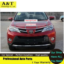 Stainless Steel Front Hood Cover + Head light Eyelid cover trim 3PC For 2013 2014 Toyota RAV4 chrome stickers trim car styling